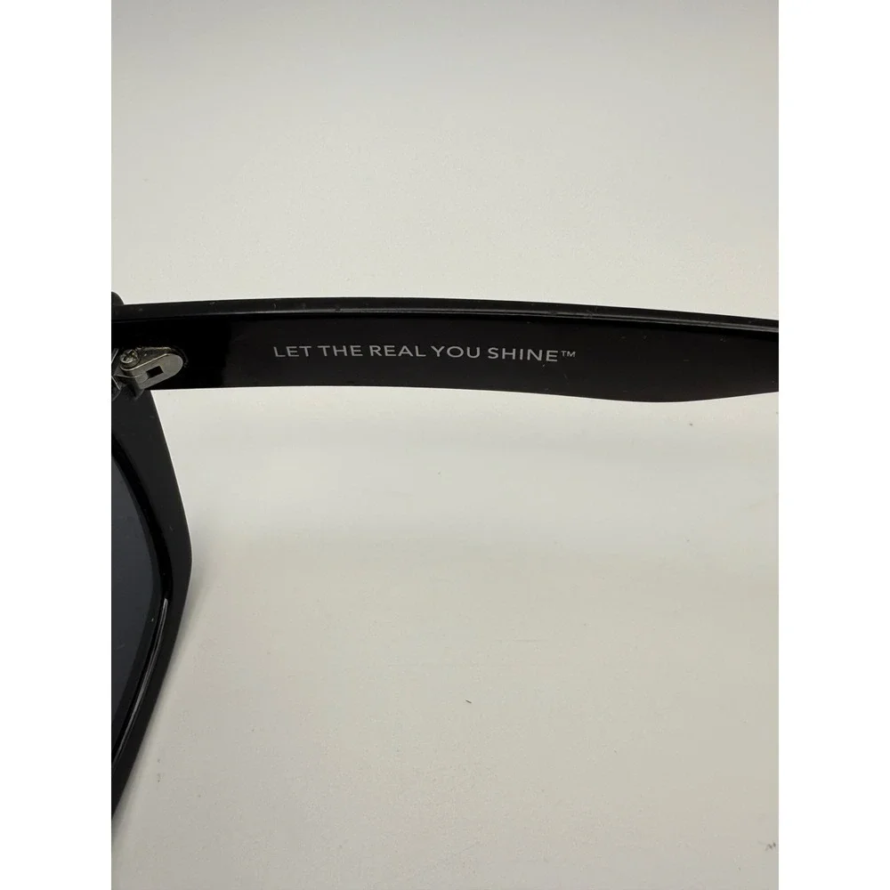 Aerie Sunnies Real Good Black Cat Eye Rectangular Sunglasses Glossy Frames